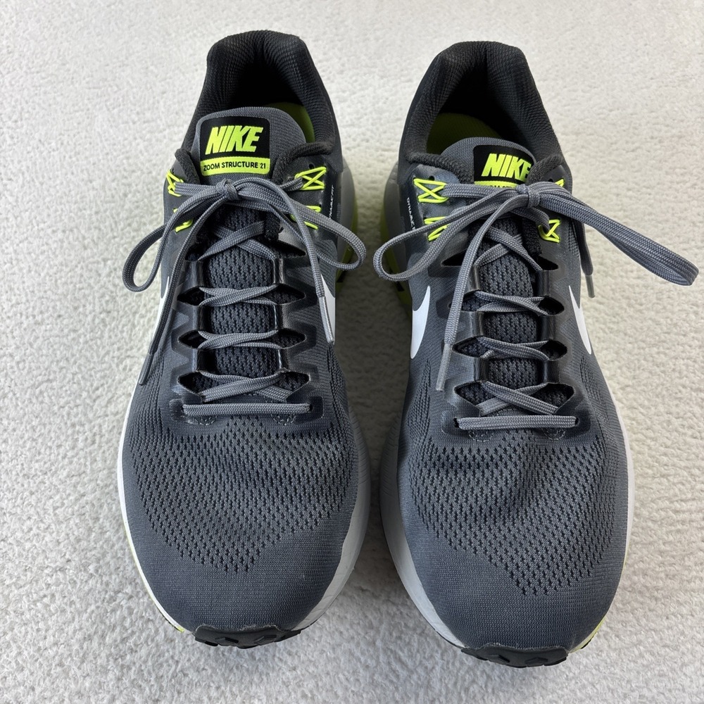 NIKE 'Zoom Structure 21' Mens Running Shoes Size 13 Gray/Volt Athletic Sneakers - Picture 7 of 13